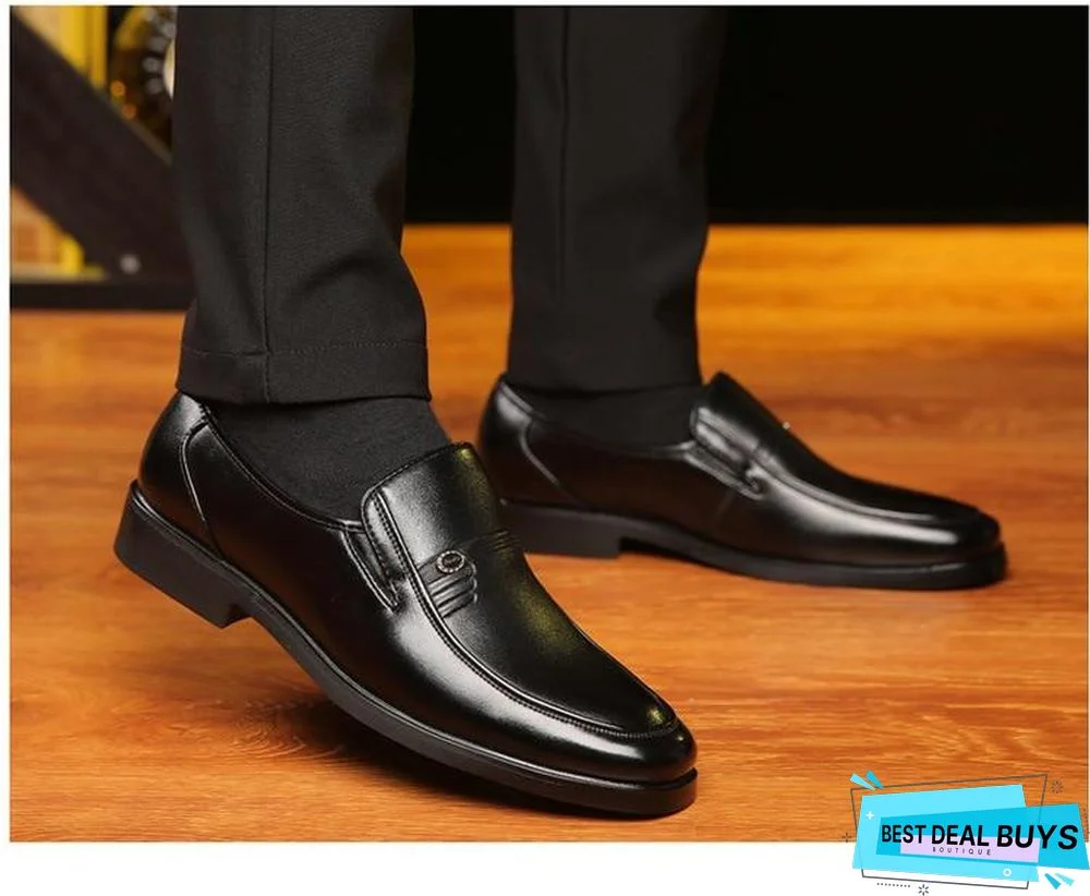 Men Leather Formal Business Shoes Office Work Flat Shoes Breathable Party Anniversary Shoes