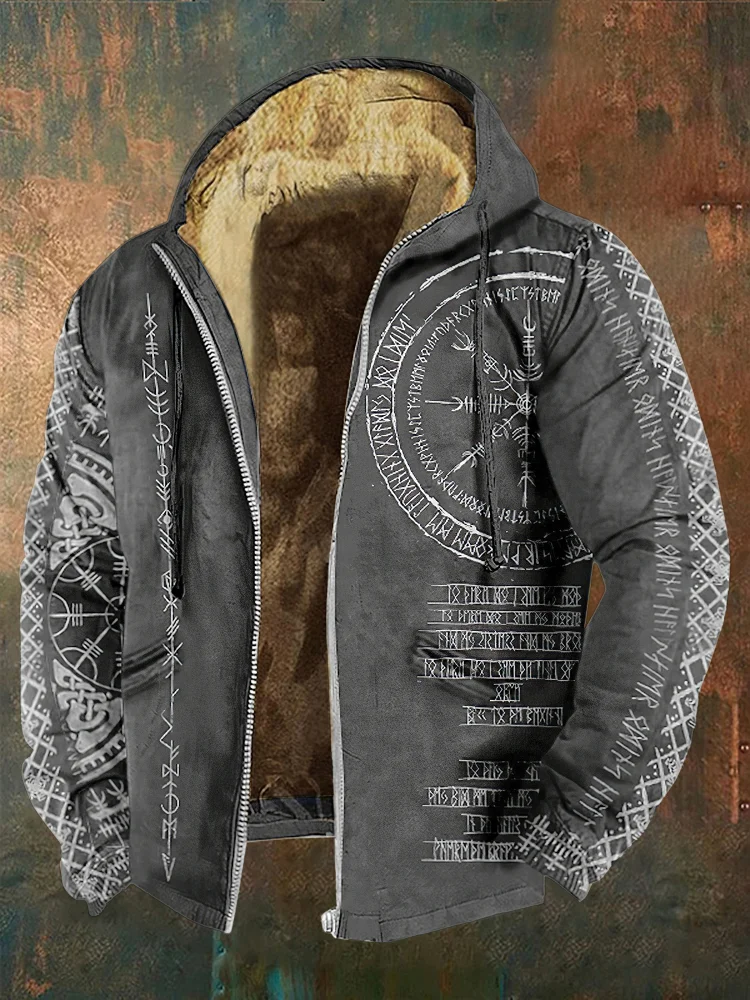 VChics Men's Western Tribal Viking Vintage Cropped Hooded Coat