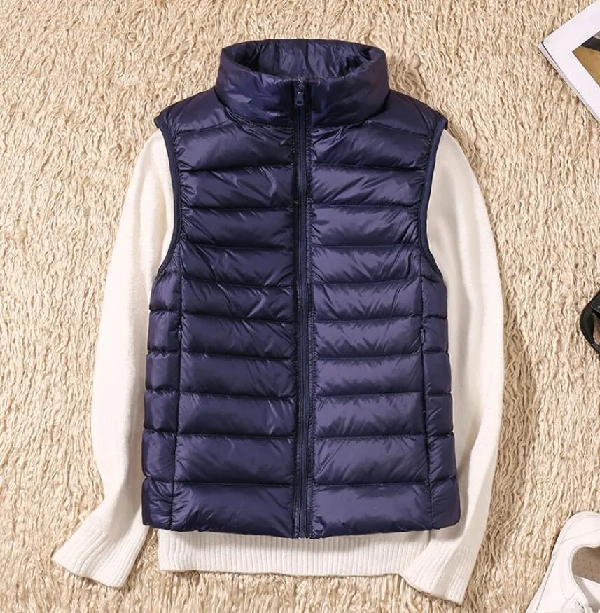 Ultra Light White Duck Down Women Vest short Jacket Autumn winter New Sleeveless Slim Portable Down Vest Coat Female Waistcoat