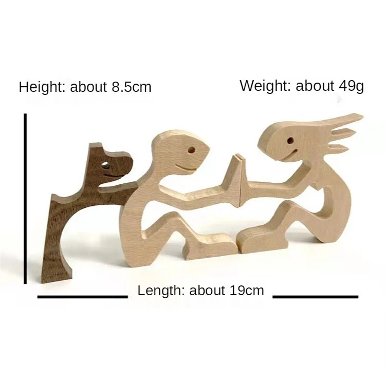 Puppy Family Wood Dog Carving Ornaments Table Ornament Sculptures For Dog Pet Decoration Home Decor Figurine Desktop Lover Gifts