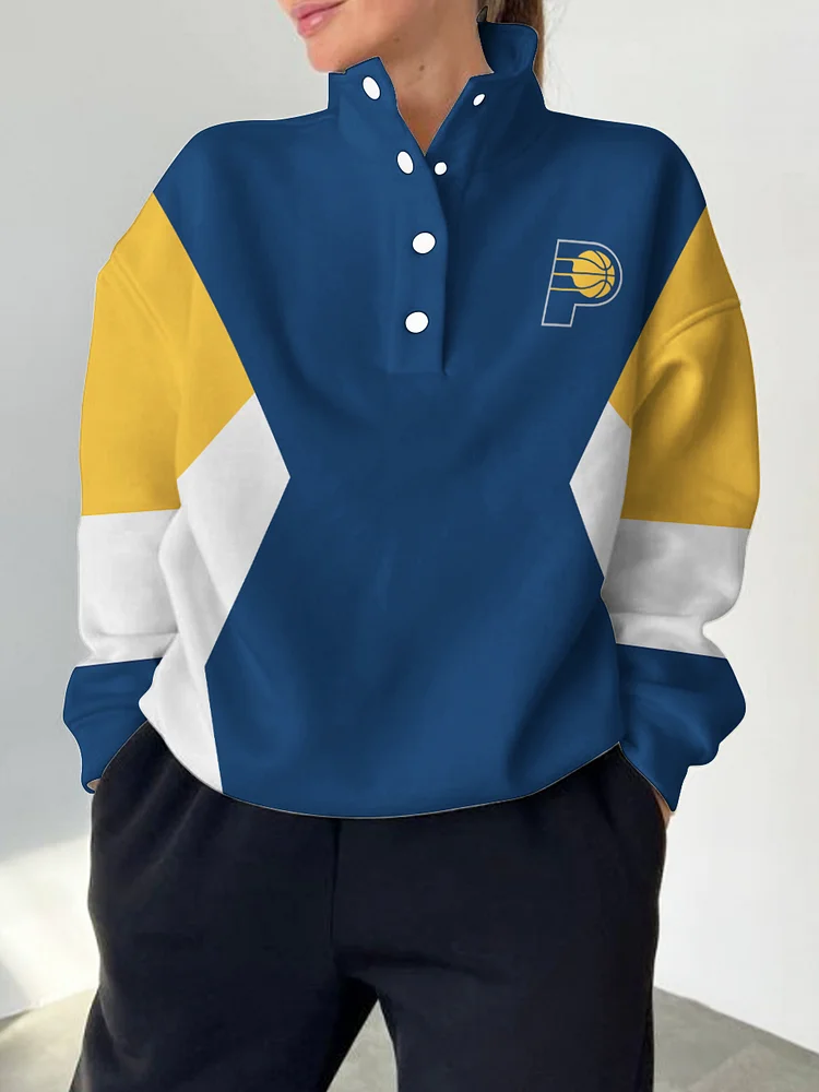 Indiana Pacers 2025 New Design Casual Snap Mockneck Pullover