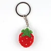 Full Bead Embroidery Keychain Strawberry Printed Craft Gifts(3.5x4.5cm)