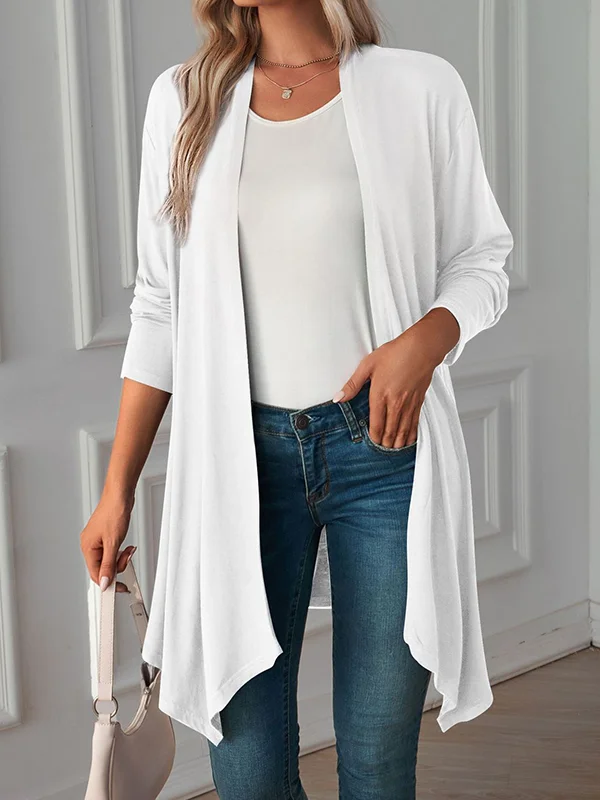 Solid Color Loose Long Sleeves Statement Collar Outerwear