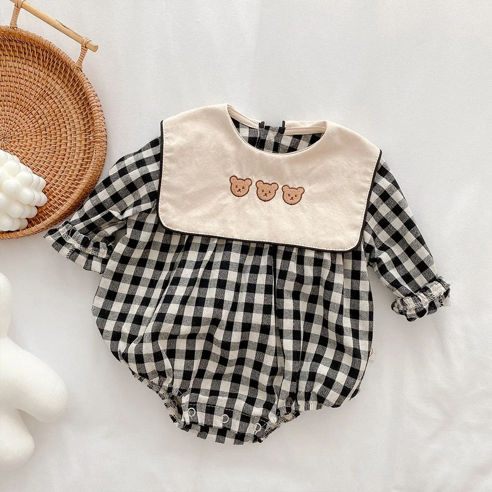 MILANCEL 2022 Spring New Born Clothes Turn Down Collar Long Sleeve Cartoon Baby Bodysuit