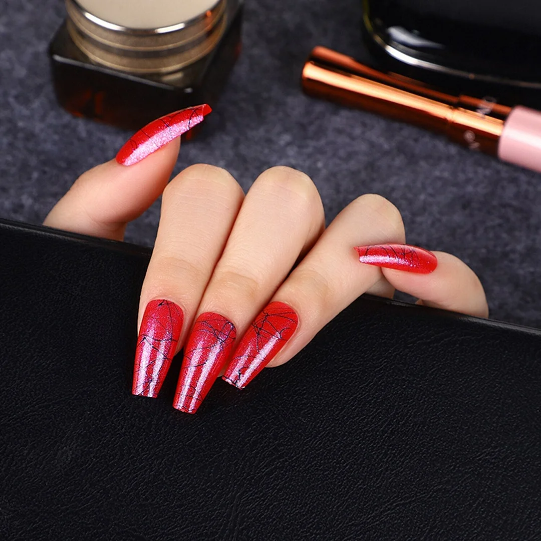 24Pcs Long Colorful Detachable Coffin False Nails Artificial Ballerina Fake Nails Press On Nail Tips Decor Acrylic Fingernail-Nail Inspo
