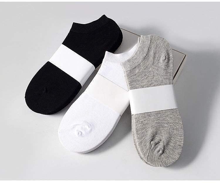 5 Pairs Of Black And White Gray Socks Four Seasons Solid Color Short Tube Invisible Low Socks Sweat-Absorbing 2023 - US $10.49 –P12