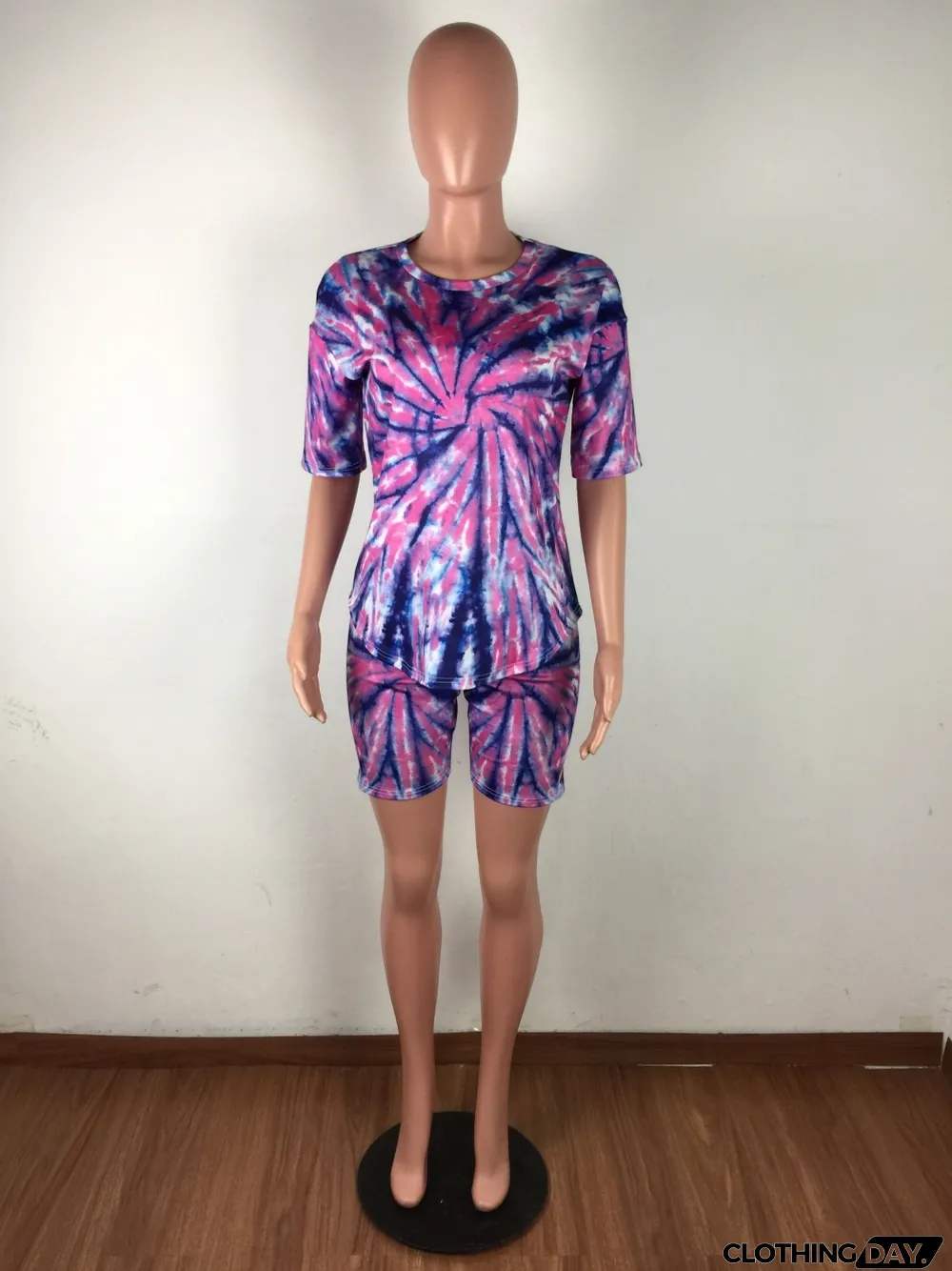 Summer Tie Dye Two Piece Biker Shorts Set