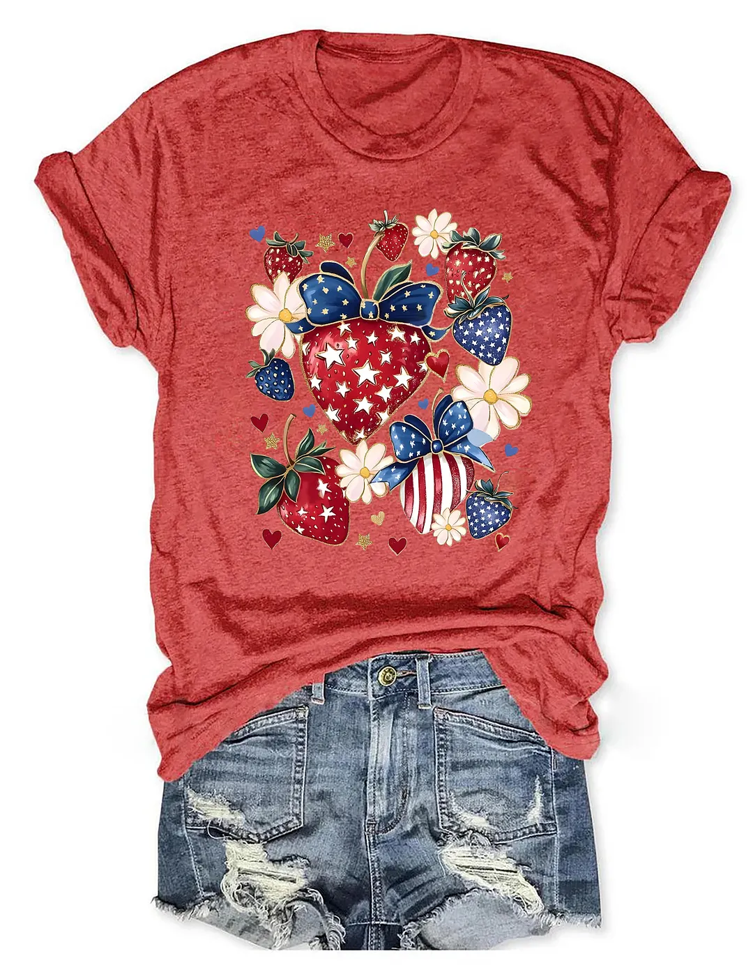 Boho 4th Of July Strawberry T-shirt