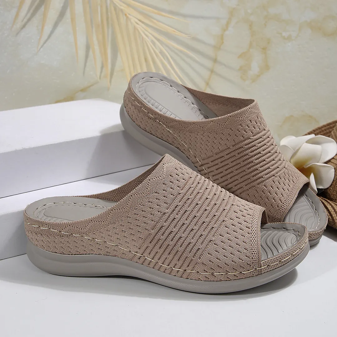 Breakj Breakj Bottom Cool Slippers Wearing Elastic Fly-Weaving Air-Breed Soft Base Casual Drag 41-43 Code