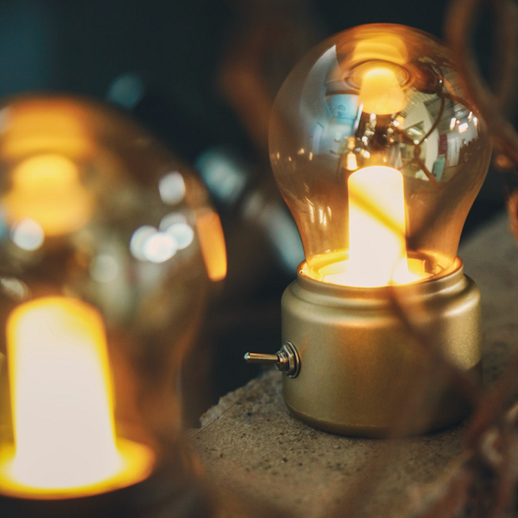 (2PC) Vintage LED Bulb Shape Mini Lamp - Rechargeable Cordless Decor Night Lights - Appledas