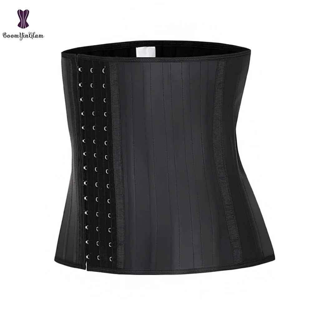 Women's Waist Trainer 25 Steel Boned Black Nude Latex Underbust Corset Training Cincher Shaper 950#