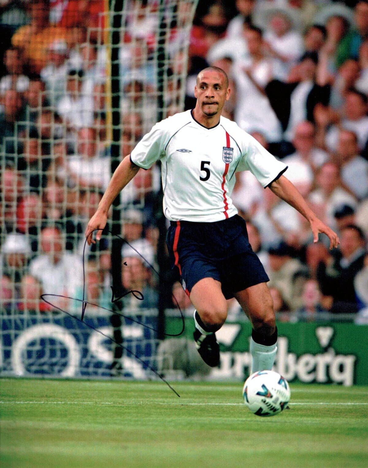 Rio FERDINAND Signed Autograph 14x11 Photo Poster painting 1 AFTAL RD COA England Football