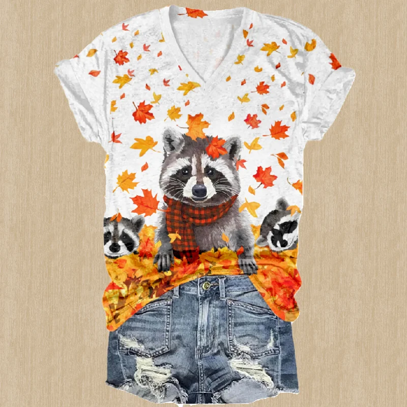 Women's Lesser Panda Print Short Sleeve T-Shirt.