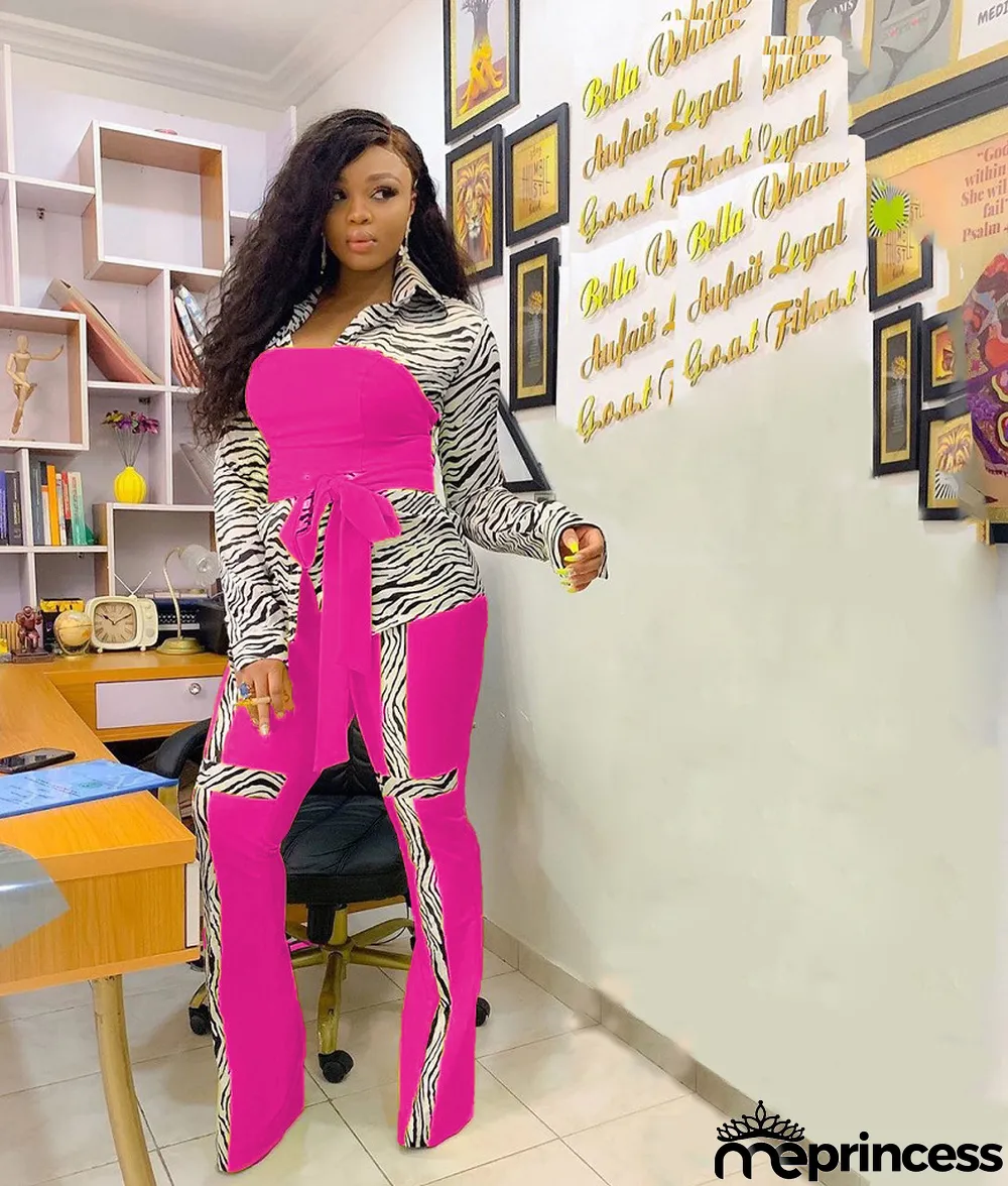 Trendy Printed Patchwork Tie Up 2 Piece Sets