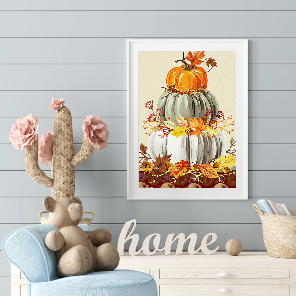 Diamond Painting - Full Square Drill - Pumpkin Maple Leaf(20*30 - 50*70cm)