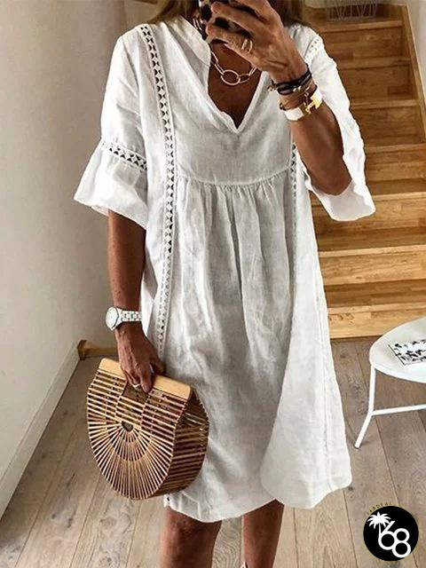 Casual V-neck dress with flared sleeves | 168DEAL