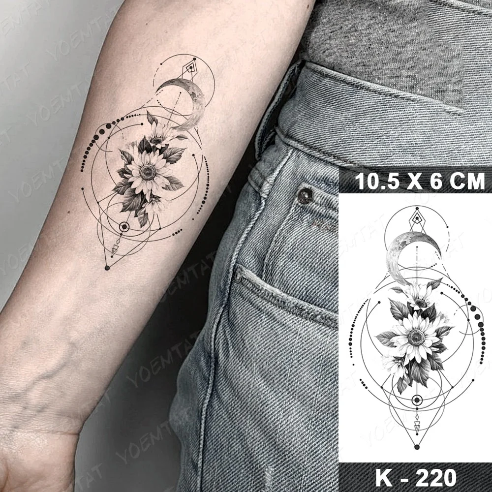 Waterproof Temporary Tattoo Sticker Realistic Black Waist Wrist Lily Flowers Flash Tatoo Fake Tatto For Body Art Women Men