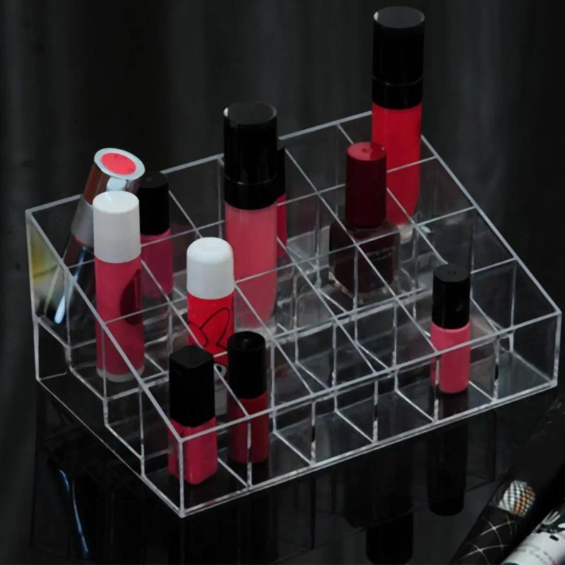 Multiple Grid Acrylic transparent Makeup Organizer Storage Box Drill polish lipstick Nail organizer Cosmetic Jewelry Box Holder