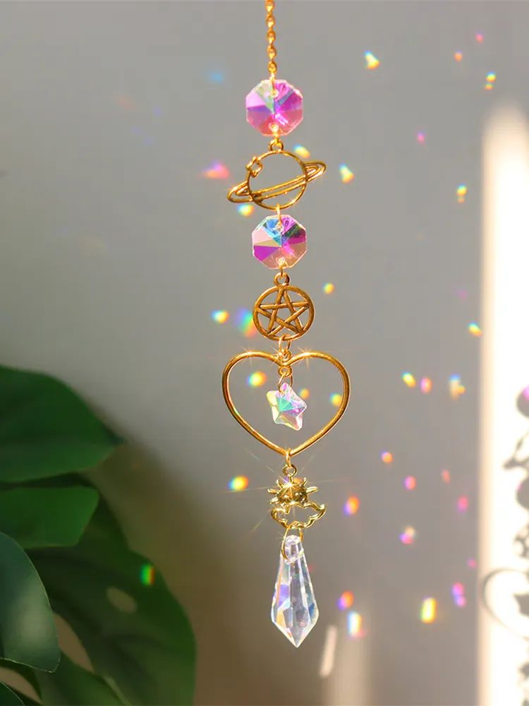 Star Crystal Chandelier Lighting Wind Chimes Curtain Home Garden Pendants