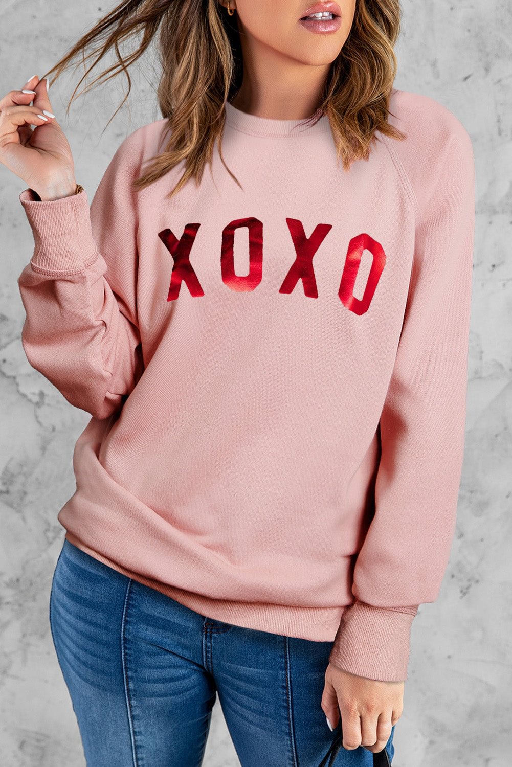XOXO Letter Printed Pink Women's Sweatshirt