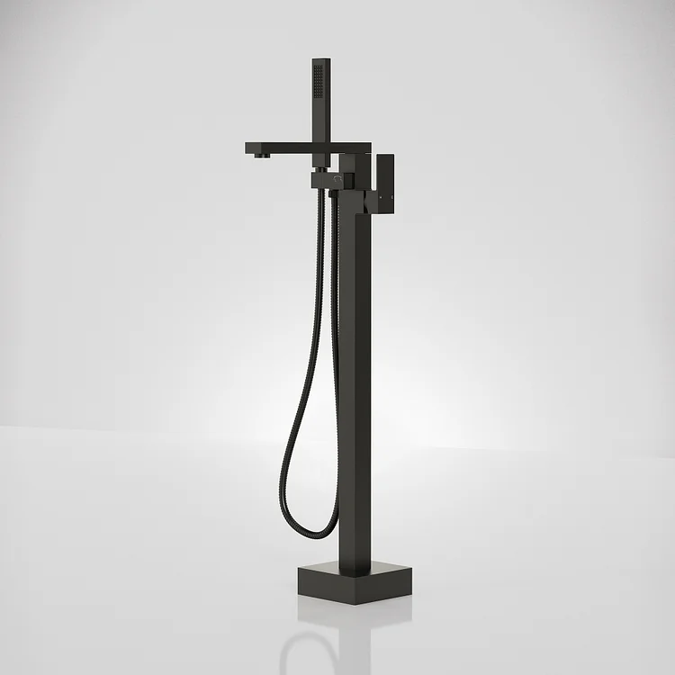 EVERSTEIN Modern Freestanding Bathtub Faucet with Handheld 36" Height Matte Black