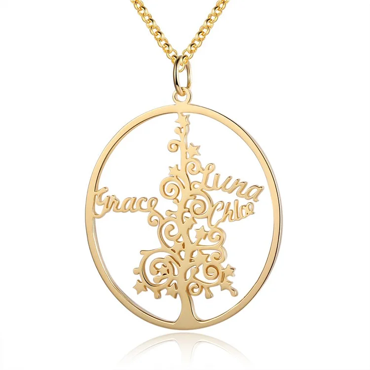 Christmas Tree Name Custom Necklace with 3 Names