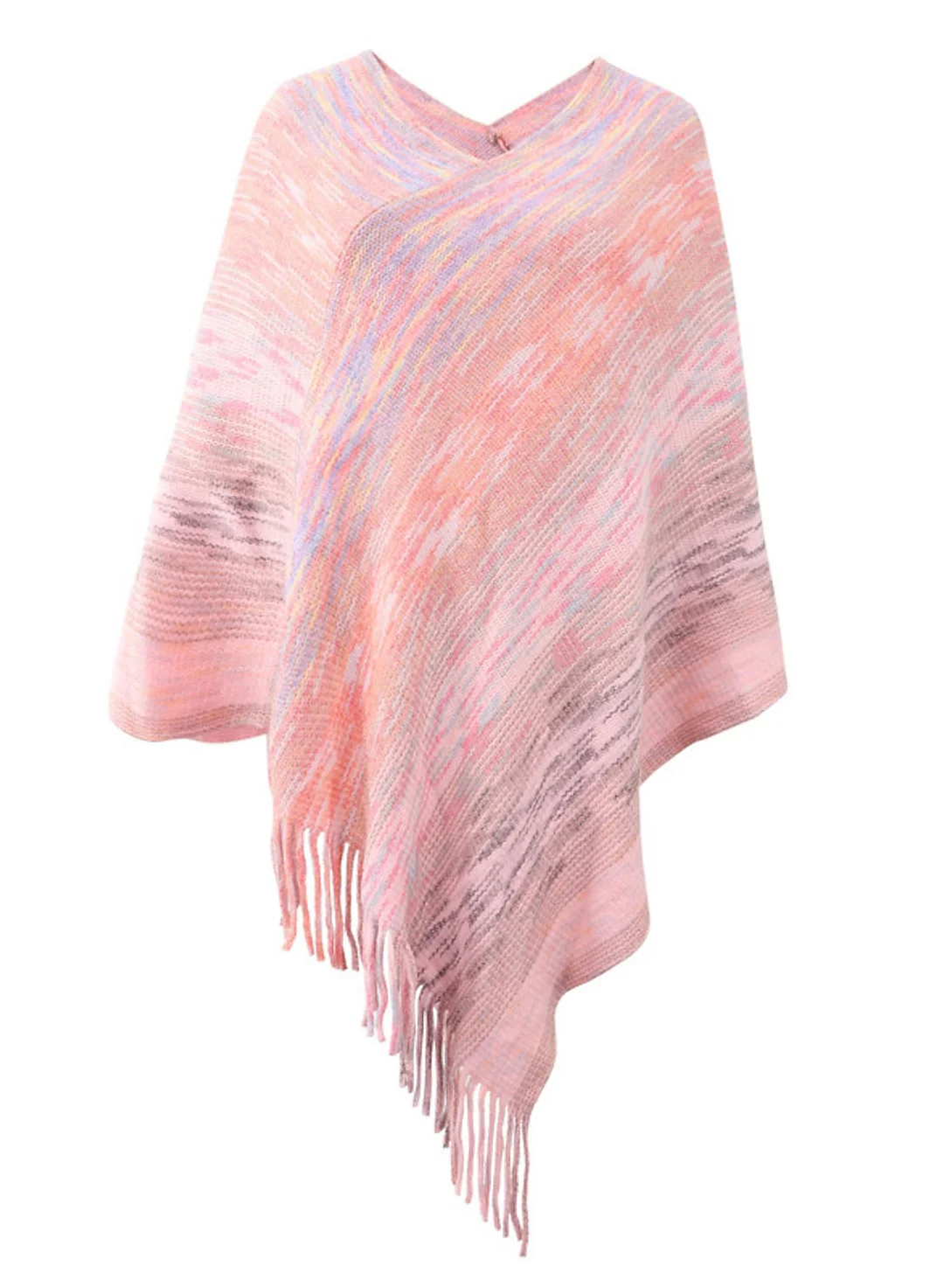 Women's Shirt Shrugs Tie Dye Tassel Crochet Long Sleeve Casual Ponchos Capes