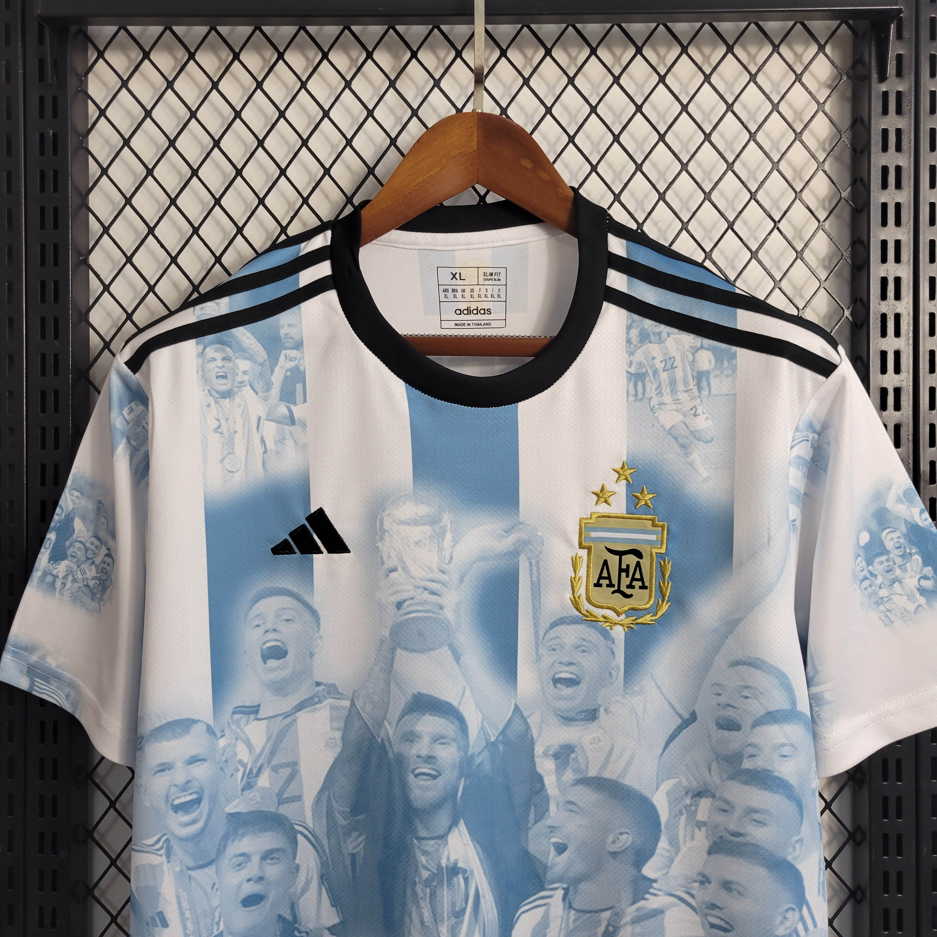 Mens Argentina 3-Star Campeon Mundial Commemorative Jersey