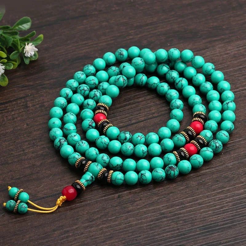Tibetan Turquoise Healing Necklace Mala