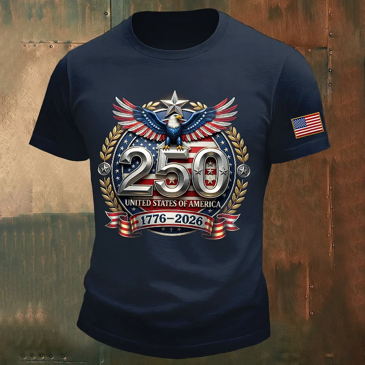 250th Anniversary Of The United States Printed Crew Neck Short Sleeve T-Shirt socialshop