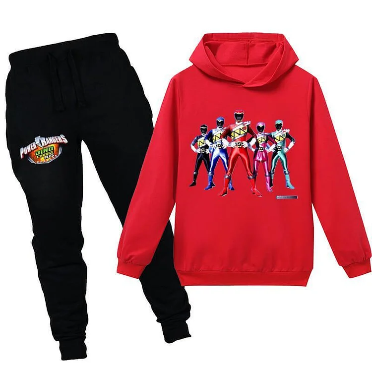 Mayoulove Power Ranger Print Boys Girls Kids Cotton Hoodie And Sweatpants Suit-Mayoulove