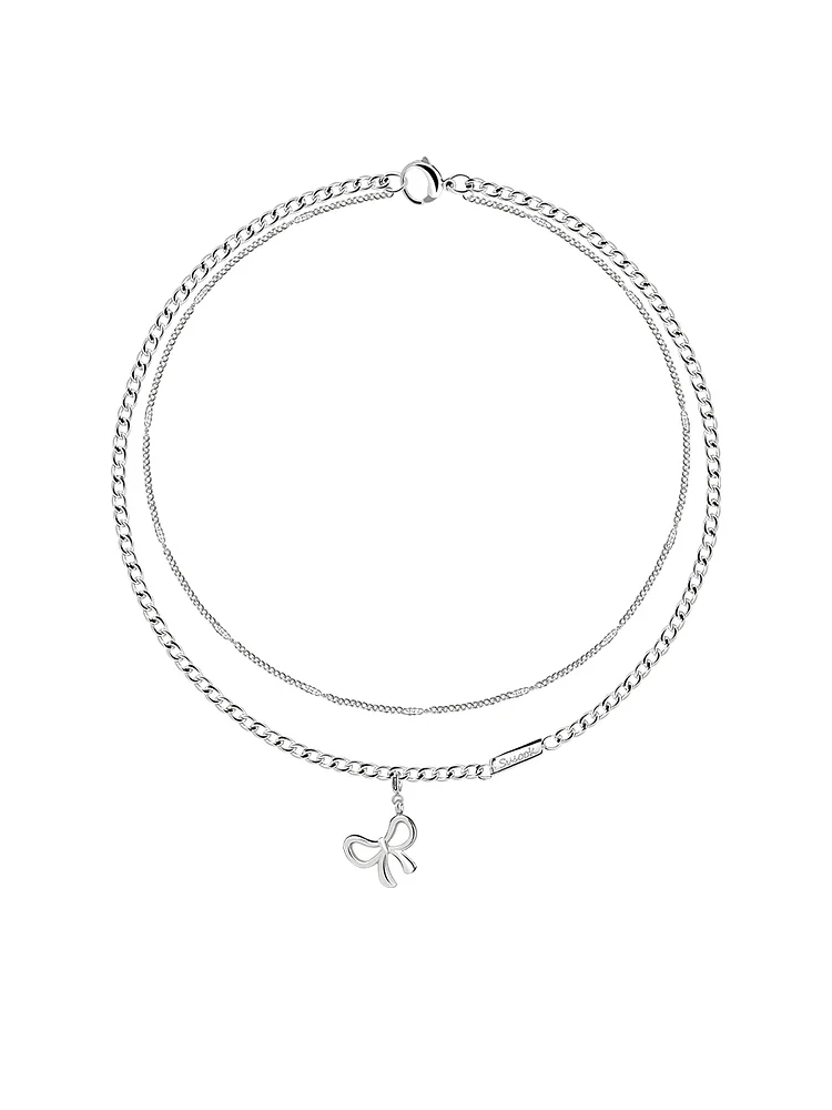 A niche design with a bow necklace featuring multiple double layered minimalist and high-end designs, featuring a cool and aloof Instagram style for both men and women