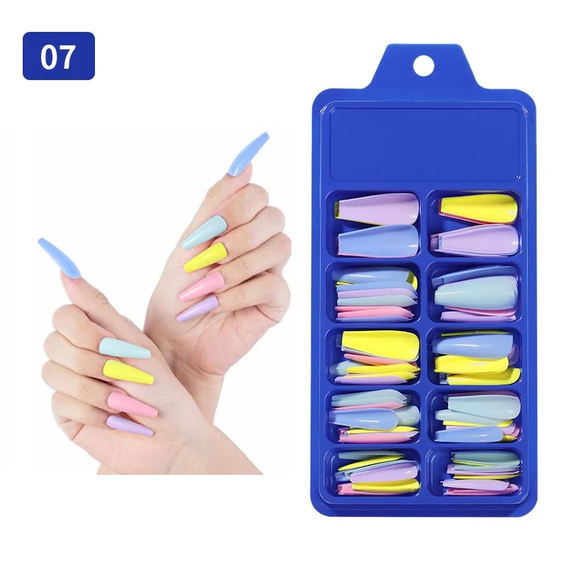 100Pcs Black White False Nail Tips Full Cover Acrylic Almond Coffin Candy Colorful Fake Nails Tip Manicure Extension Nail Tool-Nail Inspo