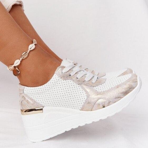 Brand Design 2021 New Women Casual Shoes Height Increasing Sport Wedge Shoes Air Cushion Comfortable Sneakers Zapatos De Mujer 1108
