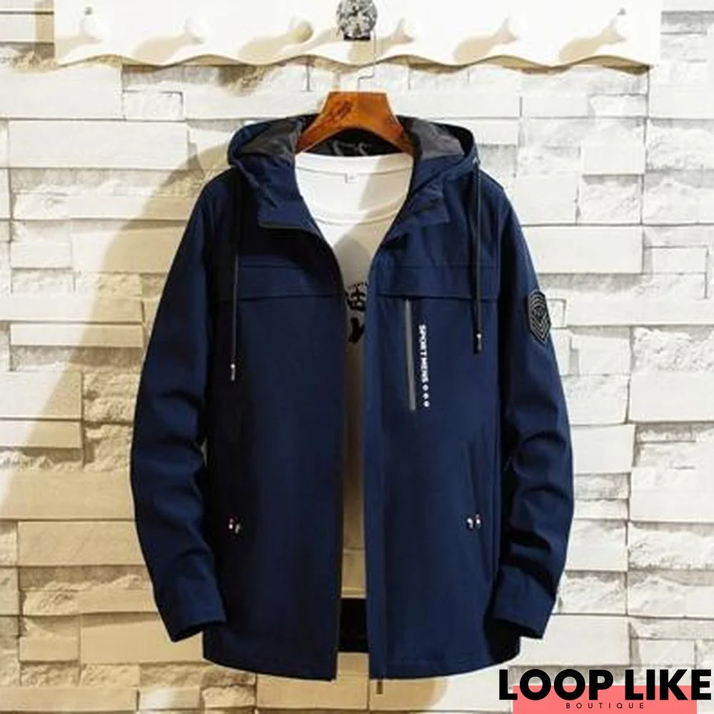 Jacket Men Hooded Korean Fashion Casual Streetwear Homme Clothing Outerwear Plus Size Jackets