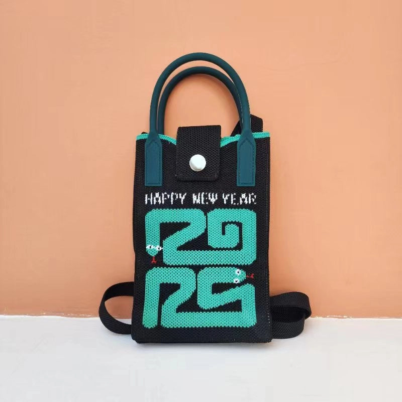 Women’s Polyester Cartoon Cute Square Hidden Buckle Shoulder Bag Handbag Crossbody Bag