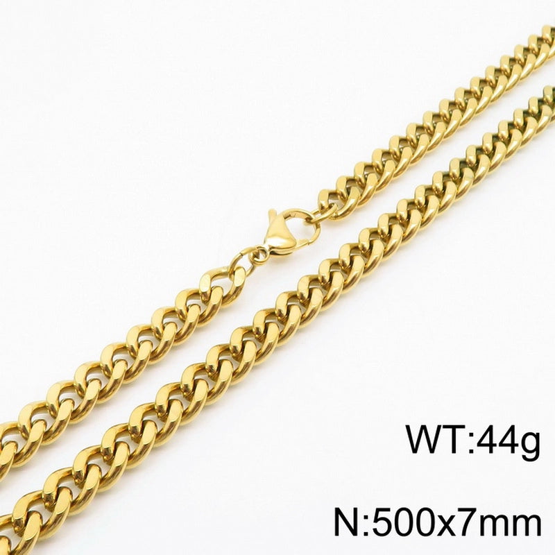 Fashion Simple Bracelet Stainless Steel Six-Sided Grinding Chain Choker Necklace