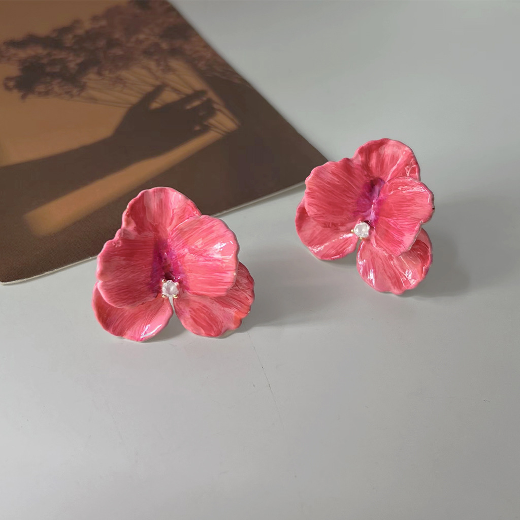 Elegant Red Flower Petal Earrings