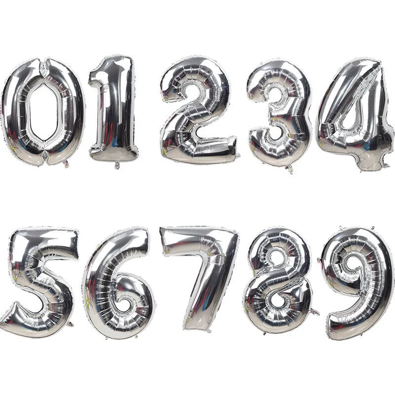 32/40 Inch Rose Gold Silver Number Foil Balloons Large Helium Globos Birthday Party Wedding Decorations Digit Figure balloon