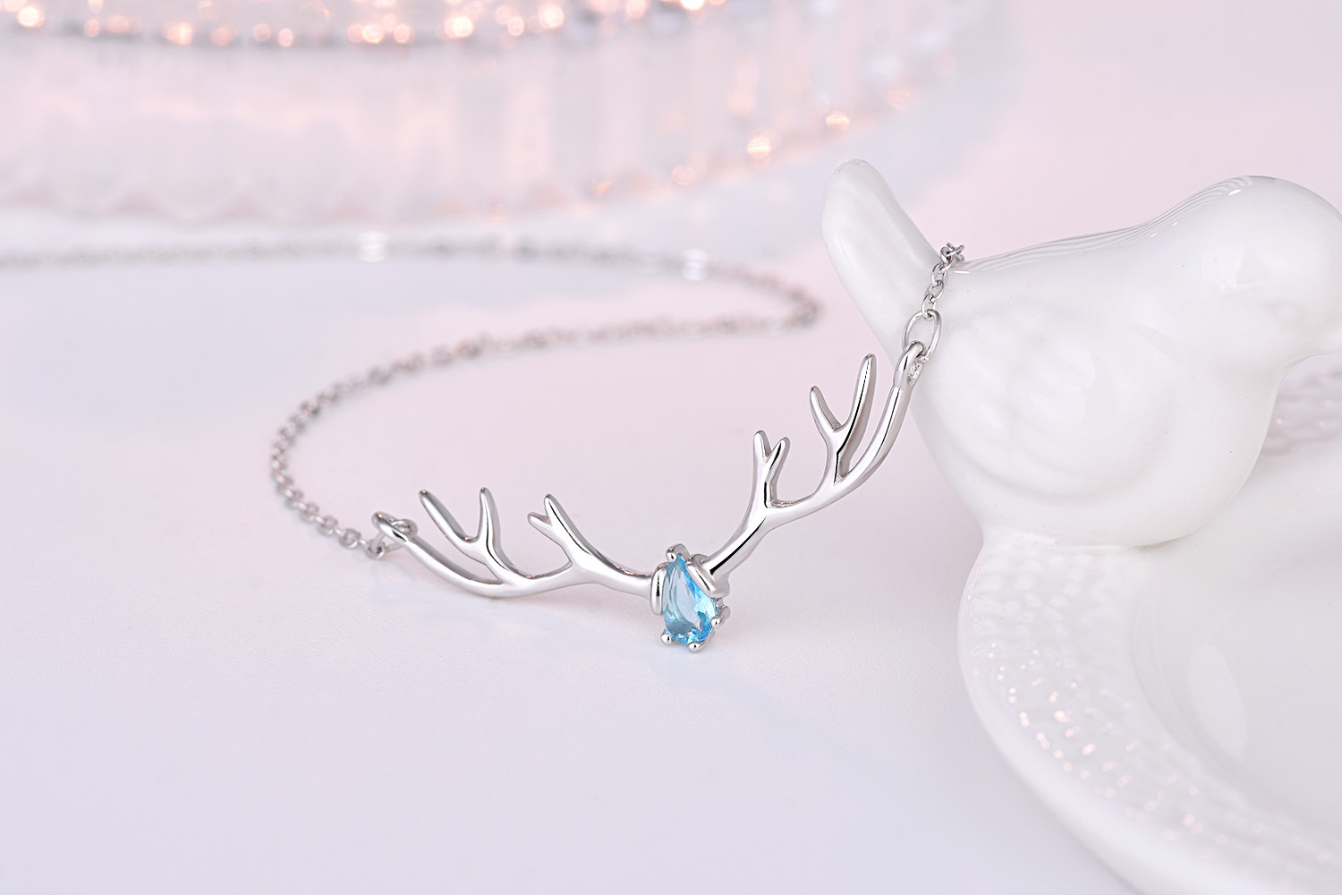 Christmas Blue Deer Diamond Necklace 2024 - Flycurvy 