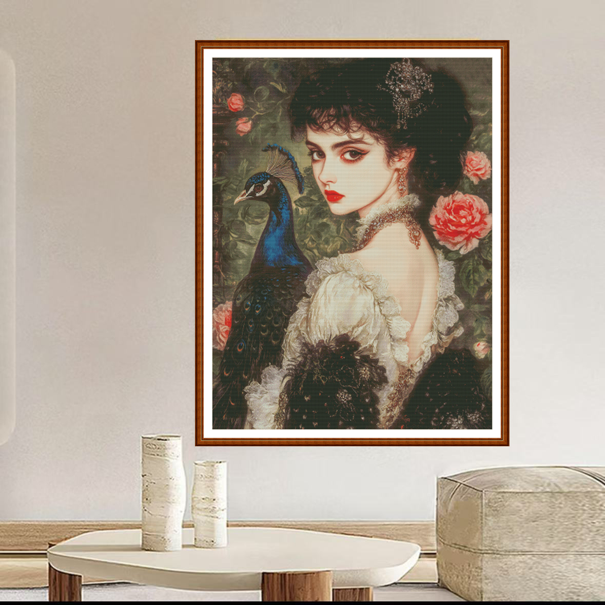 1set DIY Printed Cross Stitch Kit 【ZZ7058- Sparrow Feather Red Lips [Final Version]】printed (stamped) cross-stitch Painting Fairy Cross Stitch