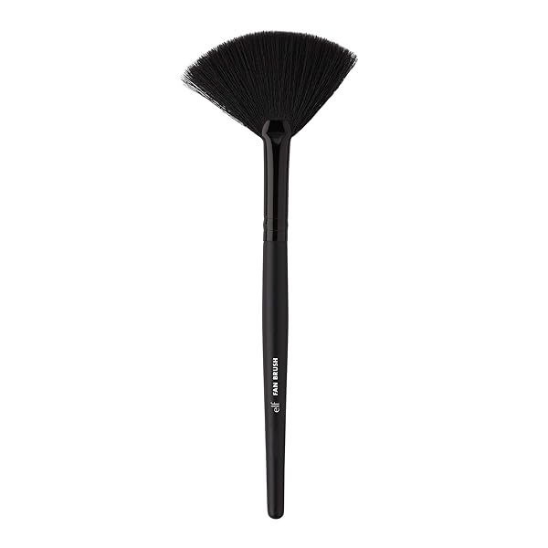 e.l.f. Cosmetics Fan Brush for Precision Application, Synthetic Black - Fan 1 Count (Pack of 1)