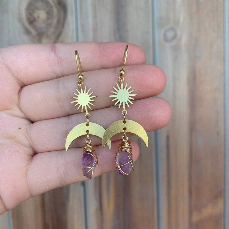 Vintage Crystal Sun Moon Earrings