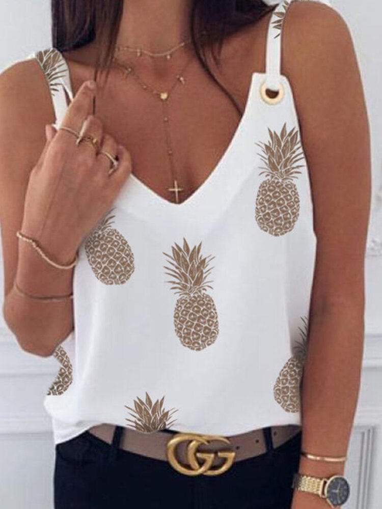 Printed Straps Casual Sleeveless Tank Top P1724667