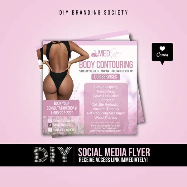 Pornhint Body Contour Flyer, Spa Flyer, Esthetician Flyer, Liposuction Flyer