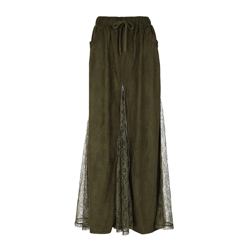 Ueong Department Retro Lace Stitching High Waist Show Thin Half Skirt Female 2024 Summer Hot Girl INS New A-Line Skirt