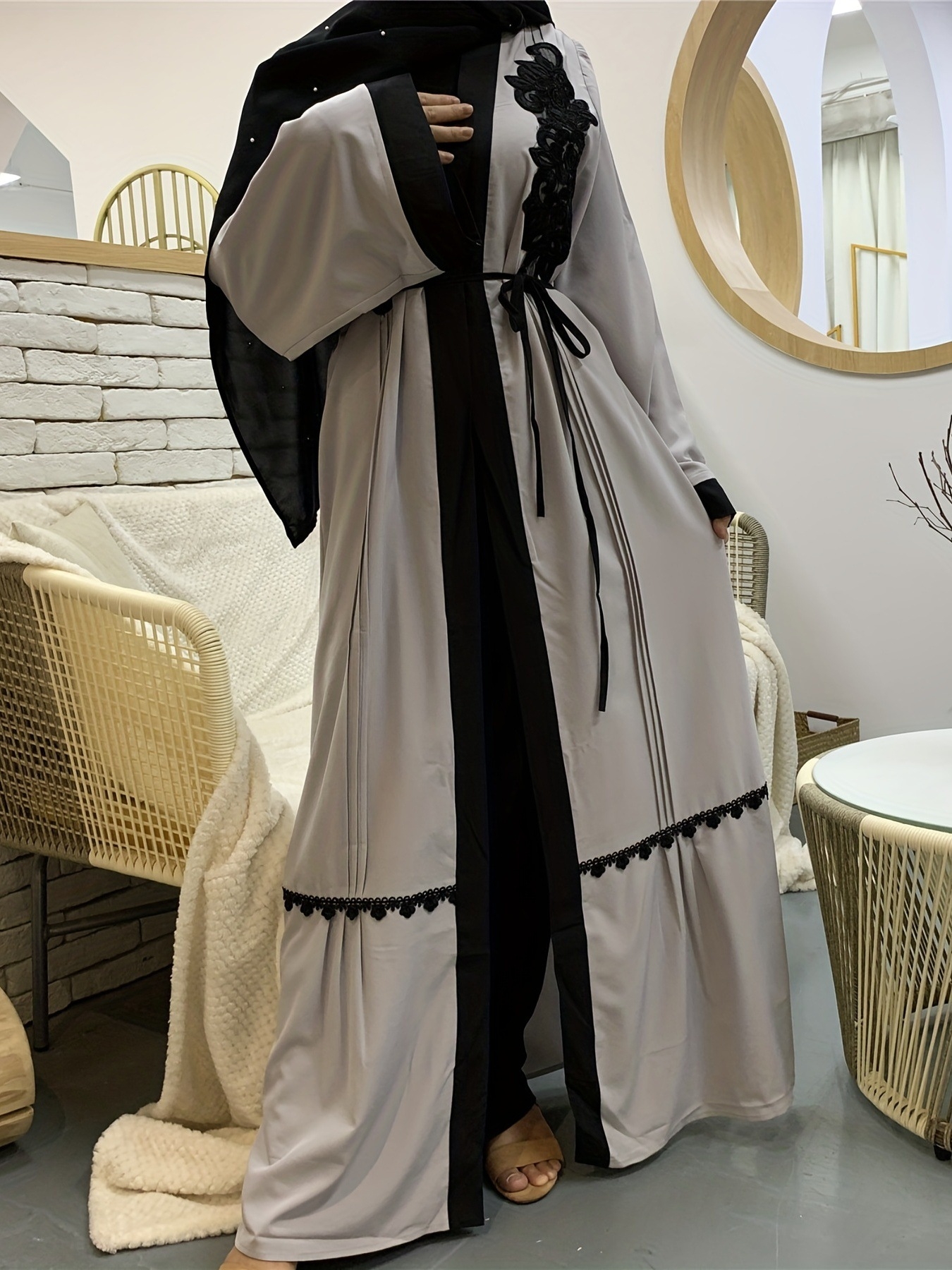 Stylish Cardigan Slim Fit Embroidered Lace-up Robe | Oxredo Shop Ramadan Sale
