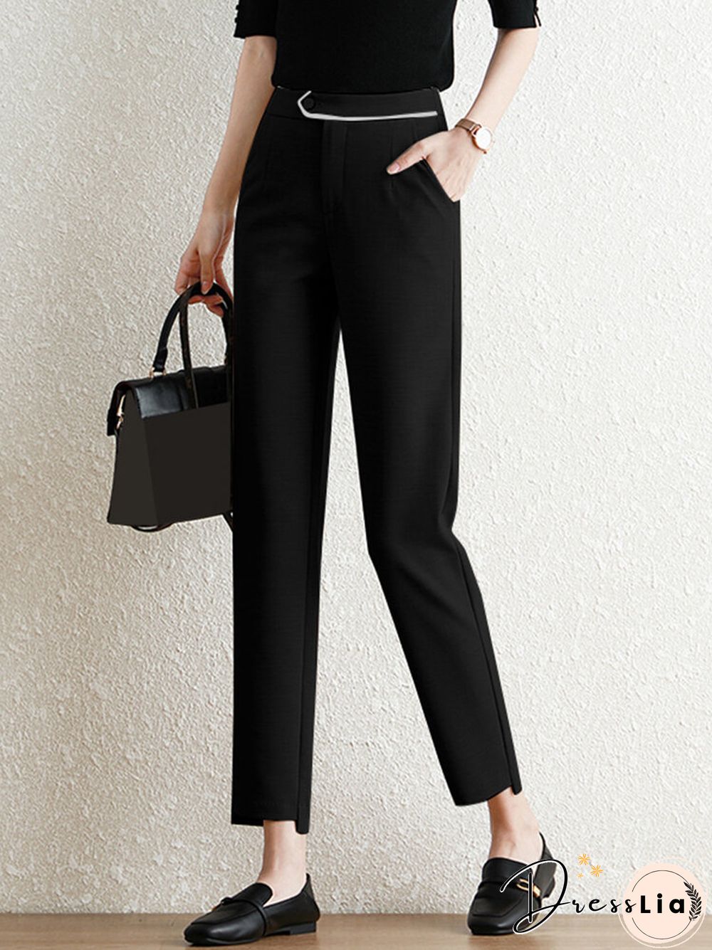 Contrast Pocket Step Hem Tailored Pants For Women
