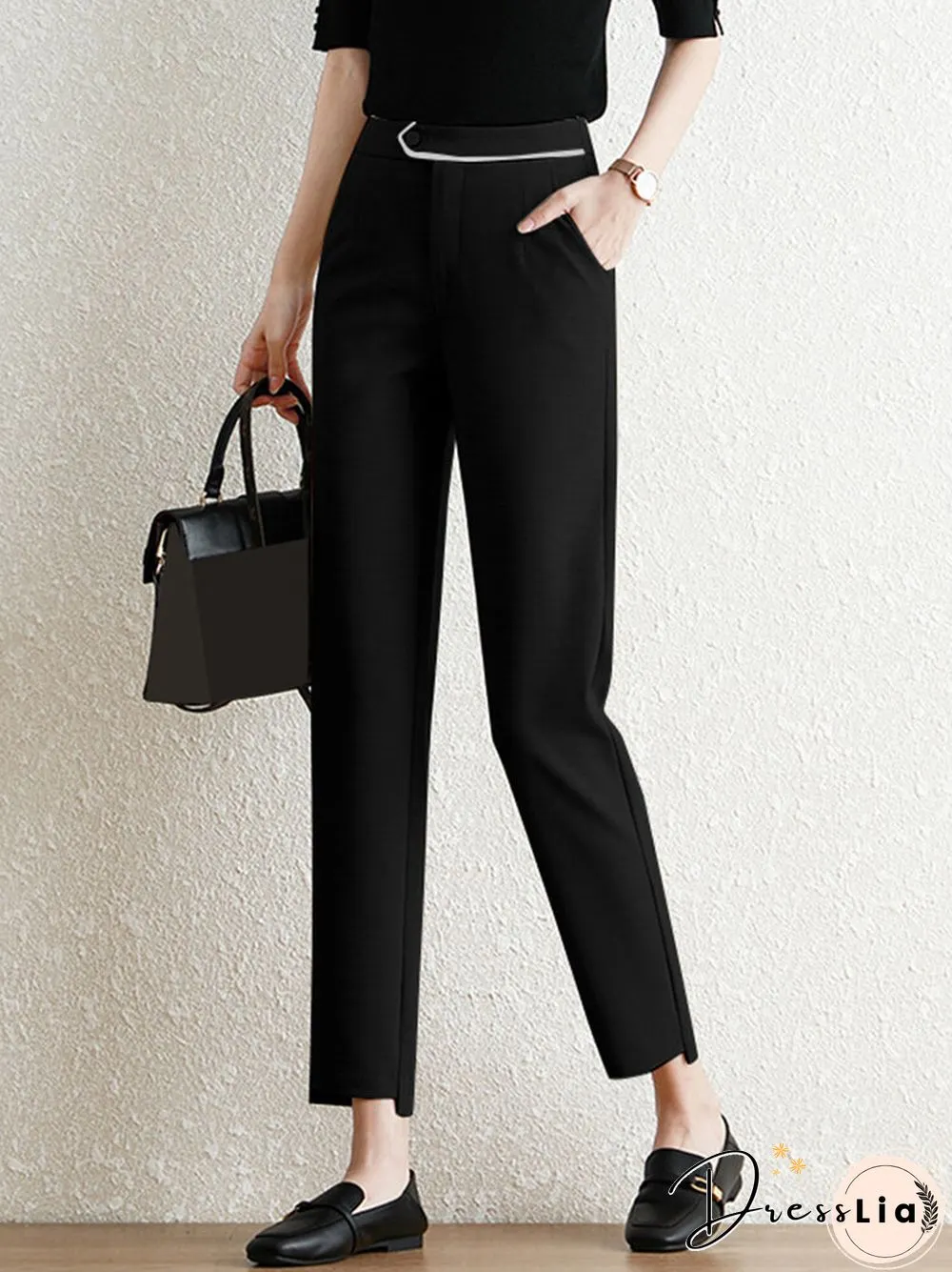 Contrast Pocket Step Hem Tailored Pants For Women