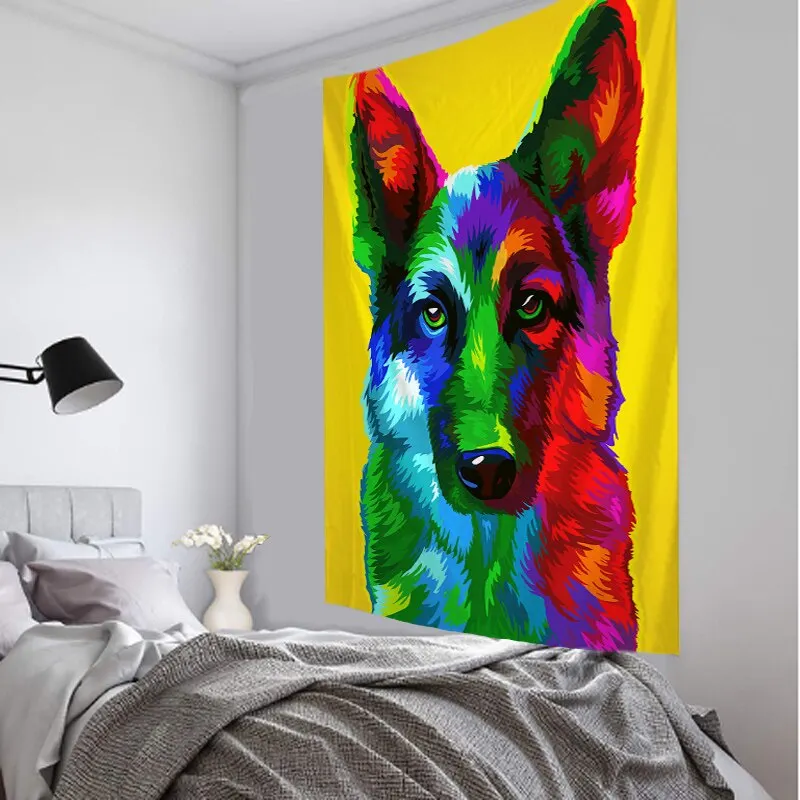 lion tapestry printed oil painting art tapestry psychedelic animal Cartoonwall hanging beach towelHanging Kids Room Decor